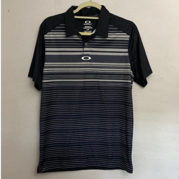 5-13 Oakley Polo Shirt Mens Small Black Short Sleeve Regular Fit Golf